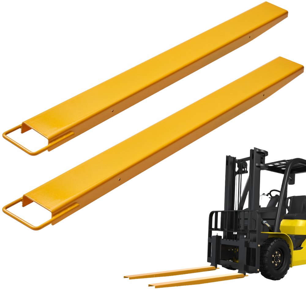 VEVOR Pallet Fork Extensions, 60" Length 4.5" Width, Heavy Duty Carbon Steel Fork Extensions for Forklifts, 1 Pair Forklift Extensions, Industrial Forklift Fork Attachments for Forklift Truck, Yellow - JZHCTYTS60INR541KV0