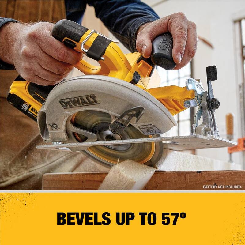 Sierra circular inalámbrica sin escobillas DEWALT 20V MAX XR de 7-1/4 pulgadas, (1) batería compacta de iones de litio de 20V 3.0Ah y cargador DCS570BW230C MAX de 12V-20V