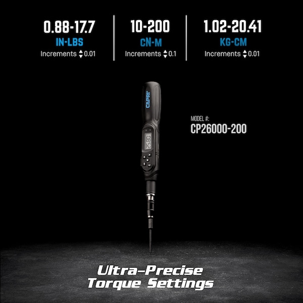 Capri Tools Digital Torque Screwdriver, Dual Direction, 0.88-17.7 in.-lb. - 26000-200