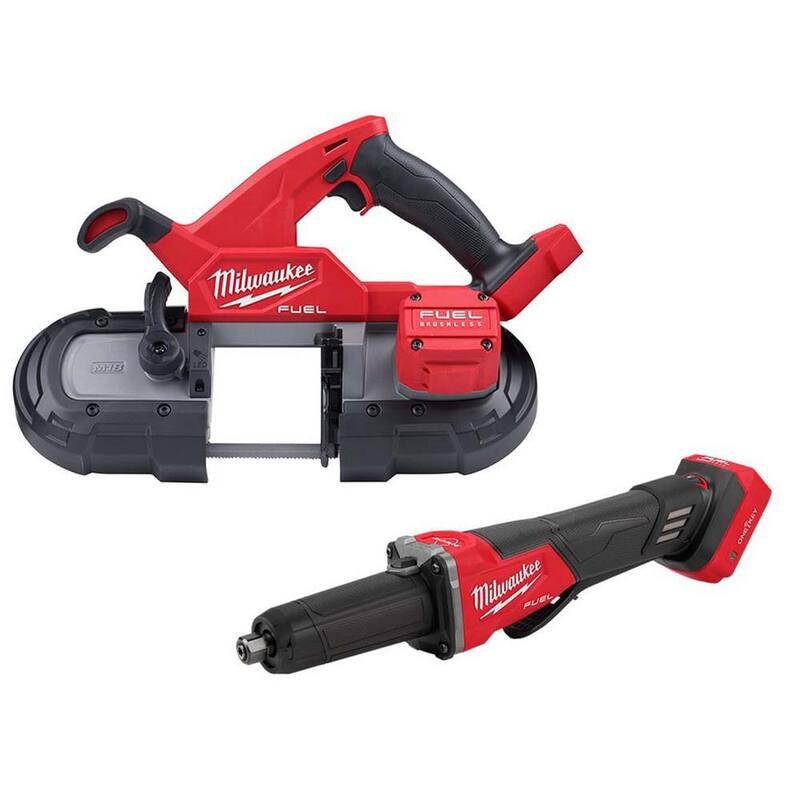 Sierra de banda compacta inalámbrica sin escobillas Milwaukee M18 FUEL 18V de iones de litio con amoladora de troqueles de velocidad variable M18 FUEL - 2829-20-2984-20