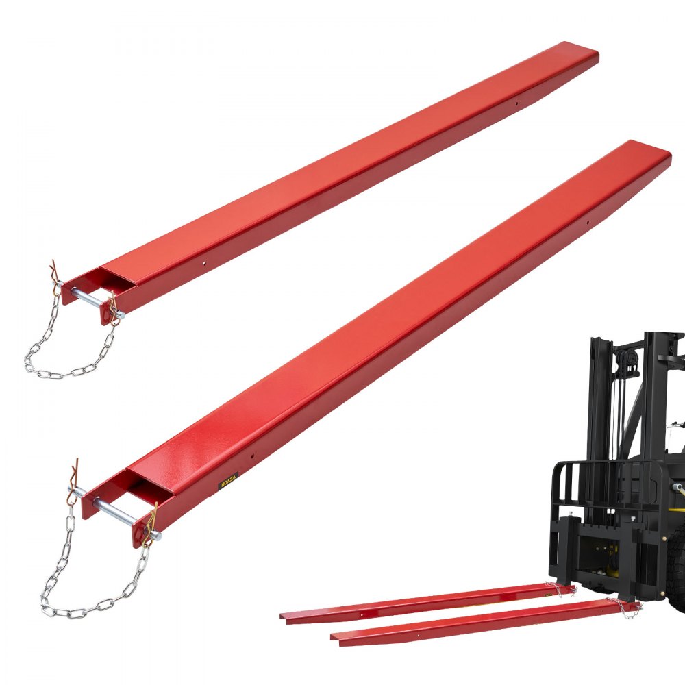 VEVOR Pallet Fork Extensions, 72" Length 4.5" Width, Heavy Duty Carbon Steel Fork Extensions for Forklifts, 1 Pair Forklift Extensions with Pins, Forklift Fork Attachments for Forklift Truck, Red - JZHCTCXS72INS02AQV0
