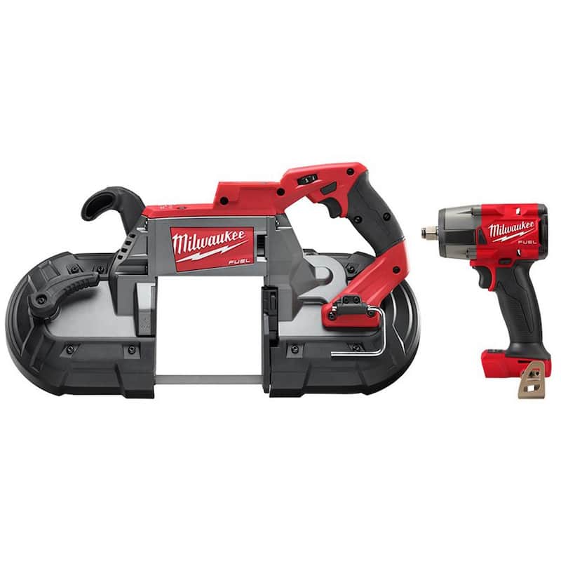 Milwaukee M18 FUEL 18V Sierra de cinta sin cable Brushless de corte profundo de iones de litio con llave de impacto M18 FUEL 1/2 in. - 2729-20-2962-20.