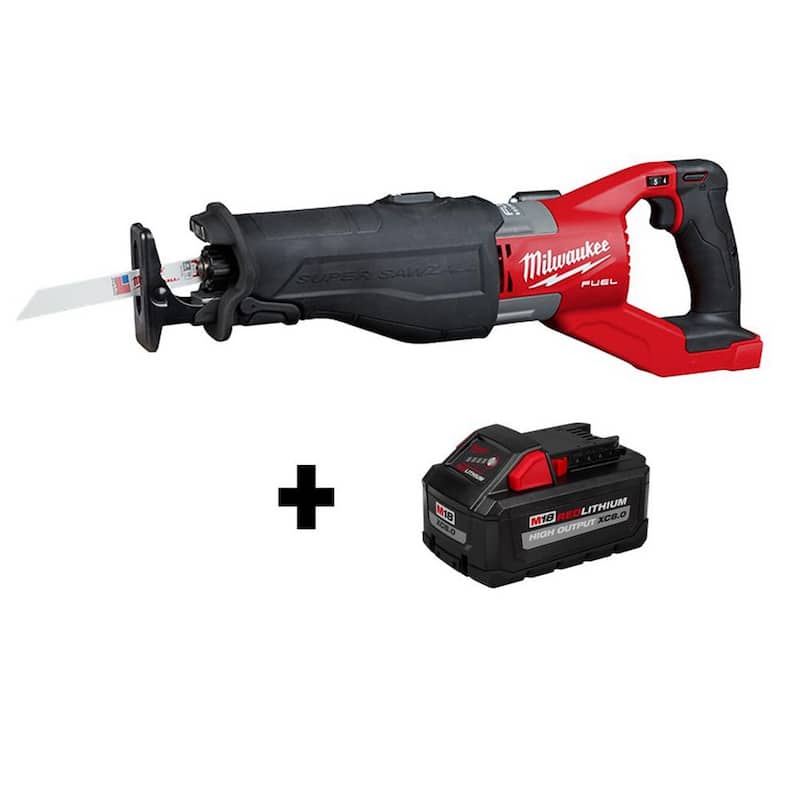 Sierras reciprocativas sin escobillas inalámbricas Milwaukee M18 FUEL 18V Lithium-Ion SUPER SAWZALL Orbital con batería XC de alta potencia de 8.0Ah - 2722-20-48-11-1880