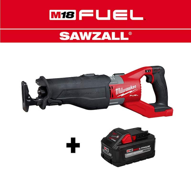 Sierras reciprocativas sin escobillas inalámbricas Milwaukee M18 FUEL 18V Lithium-Ion SUPER SAWZALL Orbital con batería XC de alta potencia de 8.0Ah - 2722-20-48-11-1880