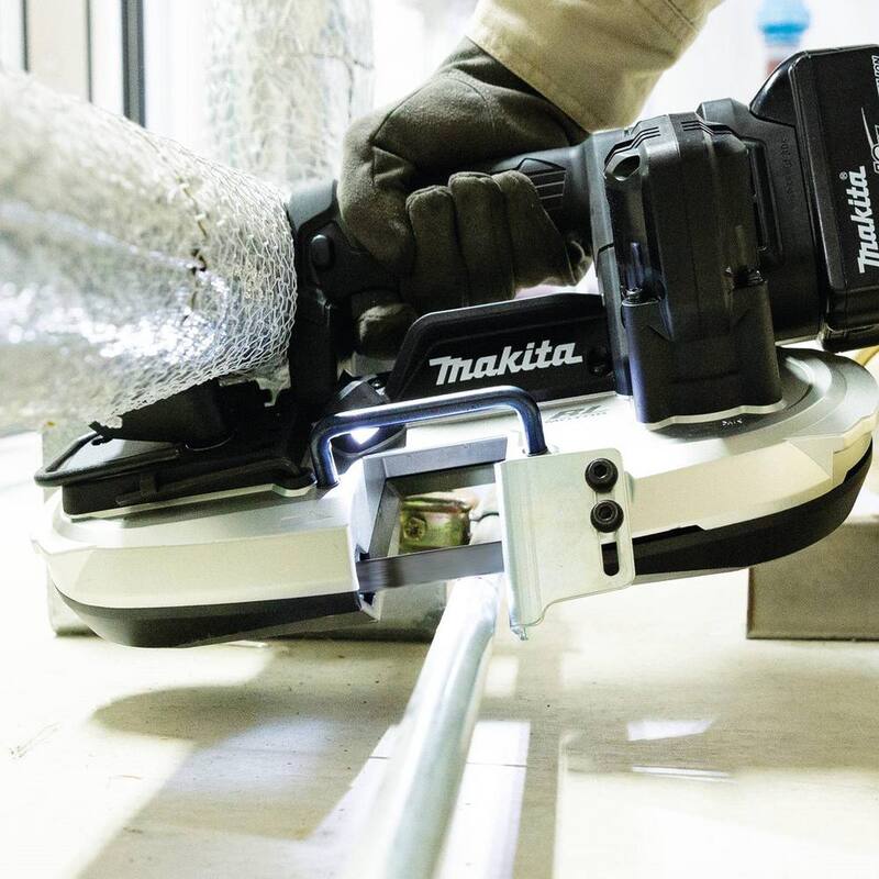 Sierra de cinta Makita 18V LXT subcompacta con motor sin escobillas, incluye hoja de sierra de cinta portátil bi-metal de 28-3/4 pulgadas y 18 TPI (paquete de 5) - XBP05R1B-E08741.