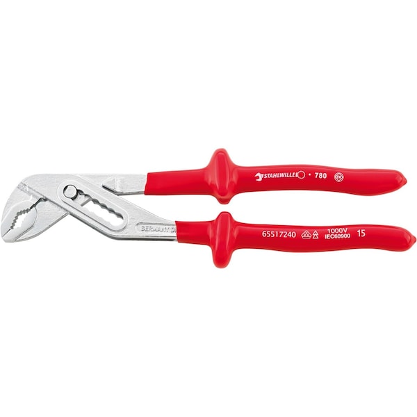 Stahlwille Tools VDE waterpump wrench L.250 mm max.jaw opening 35 mm head chrome plated handles dip-coated insulation - 65517240