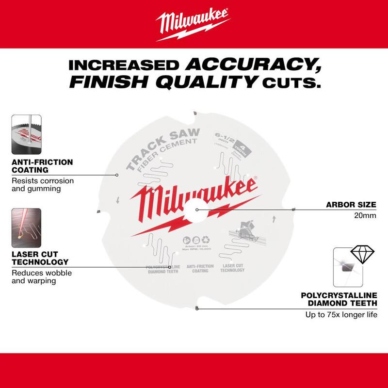 Milwaukee M18 FUEL 18V Batería de iones de litio sin escobillas inalámbrica 6-1/2 pulgadas Kit de sierra de inmersión con guía para riel de fibra de cemento con lámina de sierra de carburo - 2831-21-48-40-0670