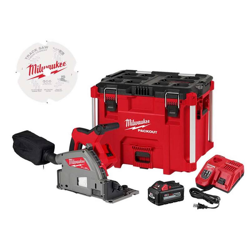 Milwaukee M18 FUEL 18V Batería de iones de litio sin escobillas inalámbrica 6-1/2 pulgadas Kit de sierra de inmersión con guía para riel de fibra de cemento con lámina de sierra de carburo - 2831-21-48-40-0670