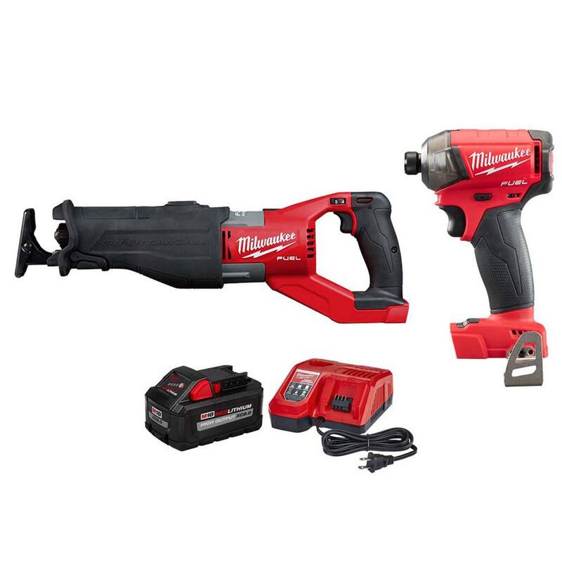 Sierra alternativa inalámbrica Milwaukee M18 FUEL 18V con tecnología de iones de litio sin escobillas, con kit de inicio de 8.0Ah que incluye un controlador de impacto - 2722-20-2760-20-48-59-1880