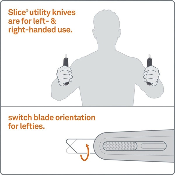 Slice Utility Knife, Auto-Retract, 9/10"Wx6-1/10"Lx1-2/5"H, GYGN - SLI10554