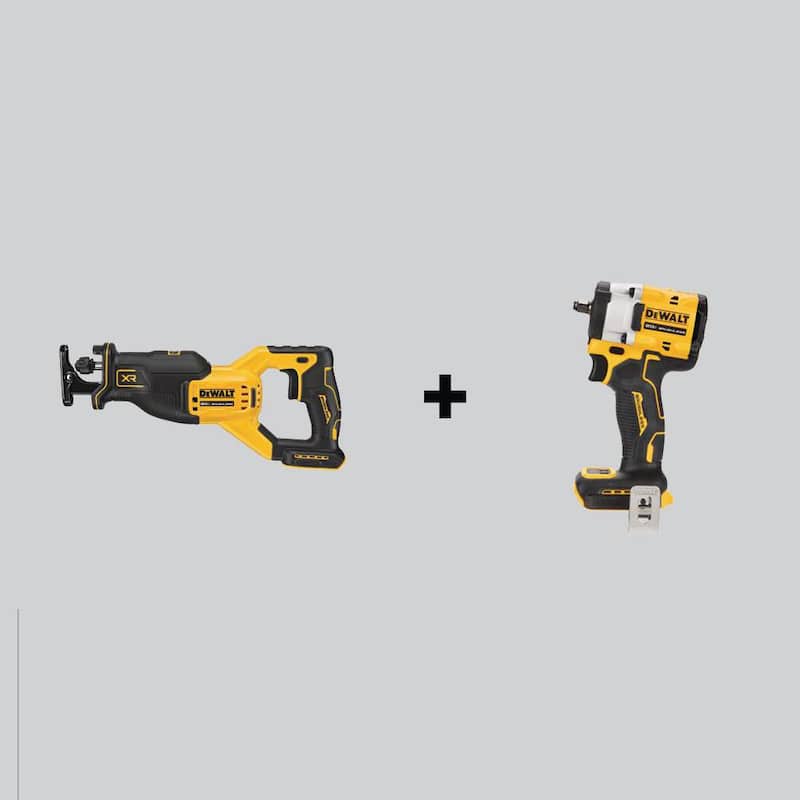 Sierra de sable reciprocante sin escobillas DEWALT 20V MAX XR inalámbrica y Llave de Impacto inalámbrica sin escobillas ATOMIC 20V MAX 3/8 in (Herramientas únicamente) - DCS382BWDCF923B