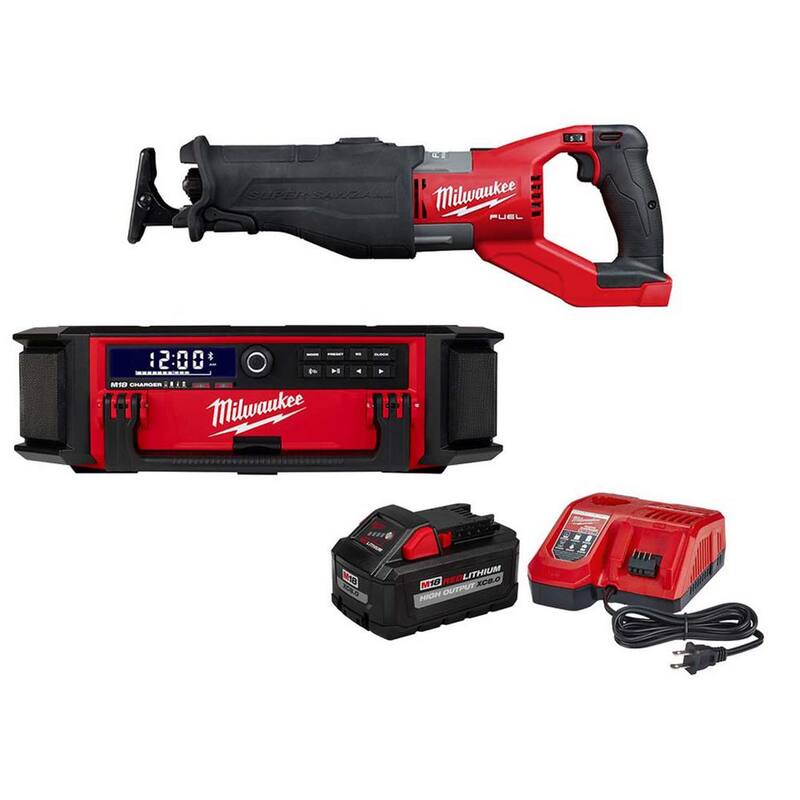 Sierra alternativa orbital recíproca inalámbrica Milwaukee M18 FUEL 18V de iones de litio con motor sin escobillas con radio PACKOUT y kit de inicio de 8Ah - 2722-20-2950-20-48-59-1880.