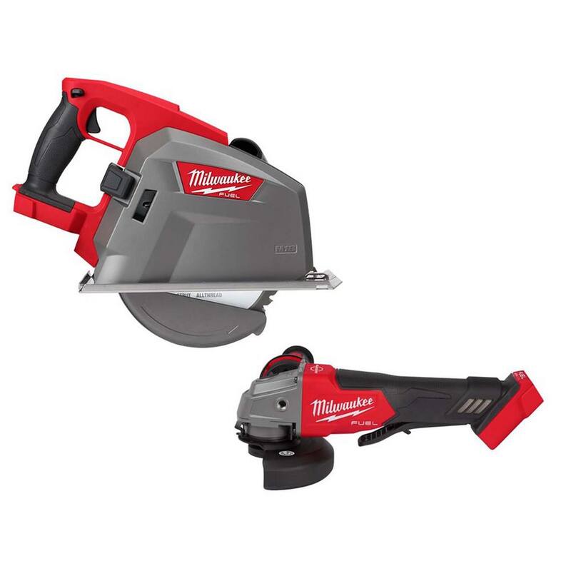 Sierra circular inalámbrica Milwaukee M18 FUEL de 18 volts con batería de iones de litio de 8 pulgadas sin escobillas para cortar metal (Herramienta solamente) con amoladora sin escobillas - 2982-20-2880-20