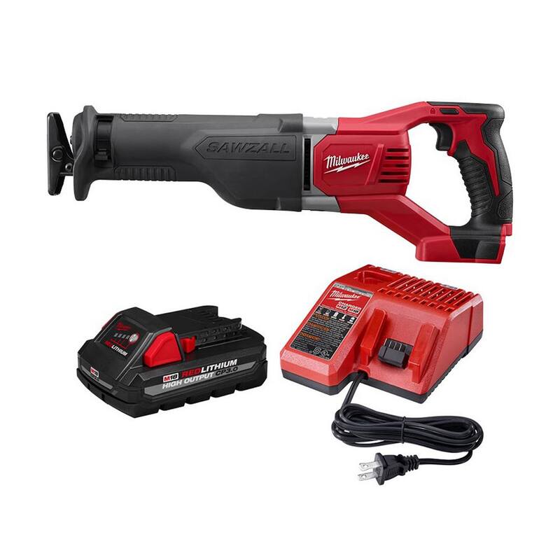 Sierra recíproca inalámbrica Milwaukee M18 18V de iones de litio SAWZALL con batería de 3.0Ah y cargador - 2621-20-48-59-1835