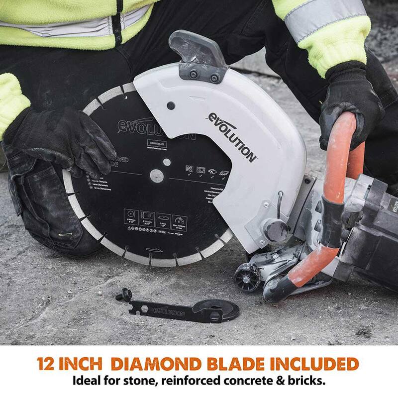 Herramienta eléctrica Evolution Power Tools de 12 pulgadas. Sierra de corte de concreto con disco de diamante de 12 pulgadas - R300DCT