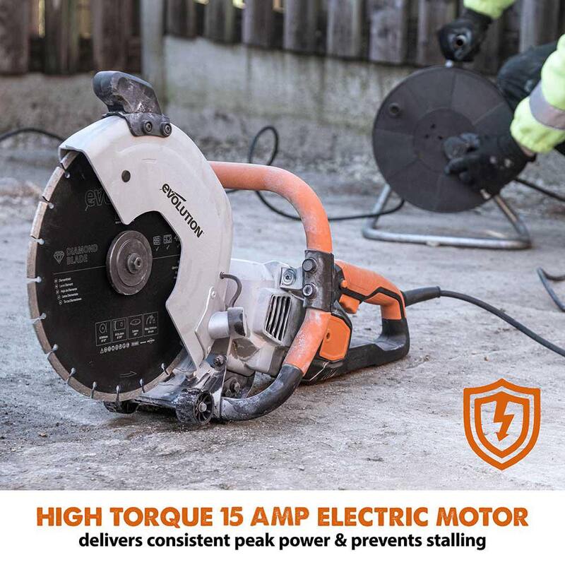 Herramienta eléctrica Evolution Power Tools de 12 pulgadas. Sierra de corte de concreto con disco de diamante de 12 pulgadas - R300DCT