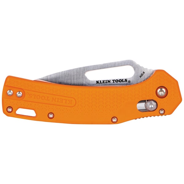 Klein Tools KTO Resurgence Fishing Knife, Drop Point Blade, Orange Handle - OFK000ORT