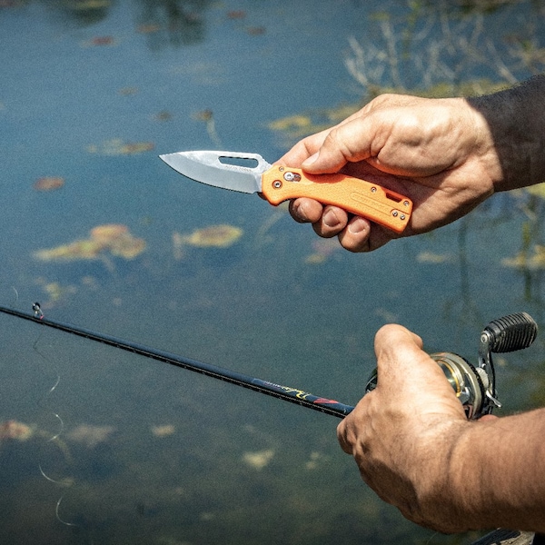 Klein Tools KTO Resurgence Fishing Knife, Drop Point Blade, Orange Handle - OFK000ORT