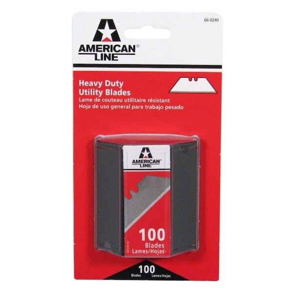 American Safety Razor American Safety Razor 66-0240 Heavy-Duty 2-Notch Utility Knife Blades Economy Dispencer with 100 Razer Blades - 24500662407