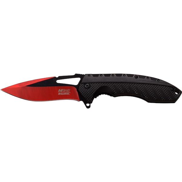 Master Cutlery 2018 Master Mtech Usa 4.75In 2.8Mm Fldr, Rd & Blk Bld, Solid Blk Alum Hndl W/Clip - MAS-MT-A930RD