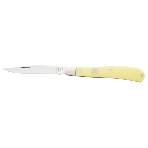 Bear & Sons Cutlery 2023 Bear 3 7/8' Yellow Delrin 1-Blade Slimline - BEA-C3148