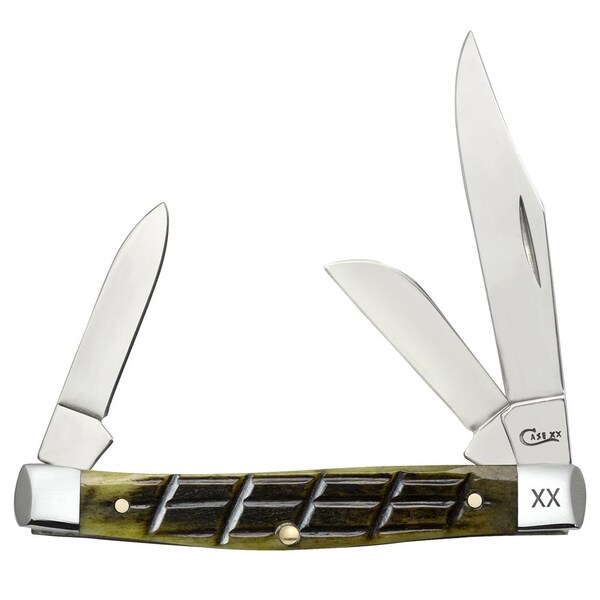 Case Cutlery 2023 Case Olive Green Bone Fence Row Jig Medium Stockman 6344 Ss - CAS-16023