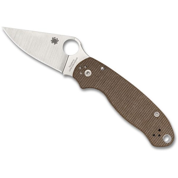 Spyderco 2024 Spyderco Reveal 14, Para 3 Brown Canvas Micarta Cpm Cru-Wear, Plain Edge - SPY-C223MPCW