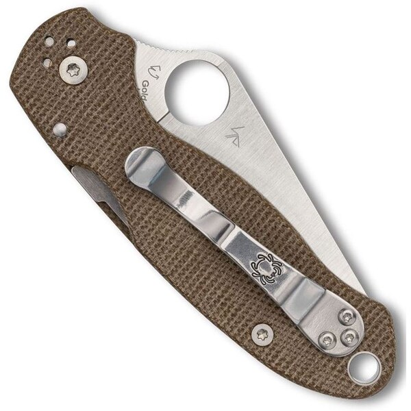 Spyderco 2024 Spyderco Reveal 14, Para 3 Brown Canvas Micarta Cpm Cru-Wear, Plain Edge - SPY-C223MPCW