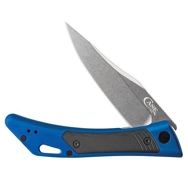 Case Cutlery 2023 Case Shark Tooth Flipper Blue Aluminum/Black G-10 Inlay W/Pocket Clip - CAS-53505