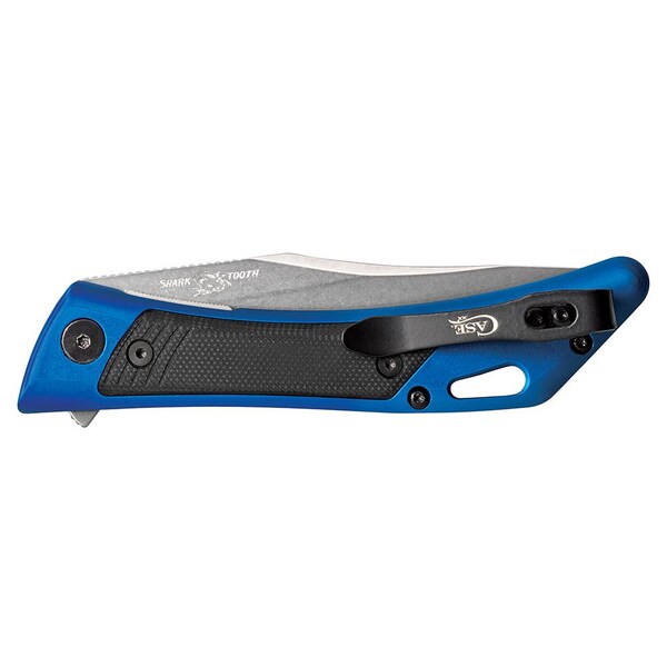 Case Cutlery 2023 Case Shark Tooth Flipper Blue Aluminum/Black G-10 Inlay W/Pocket Clip - CAS-53505