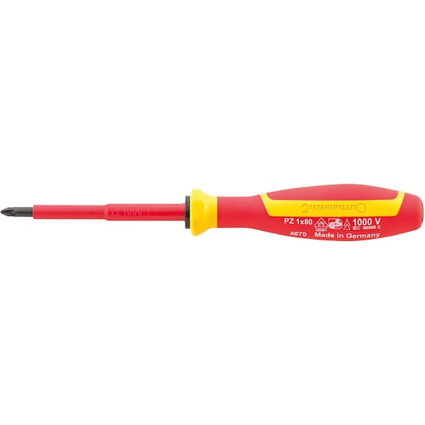 Stahlwille Tools VDE cross-head screwdriver DRALL+ PH Size1 blade length 80 mm - 46703001