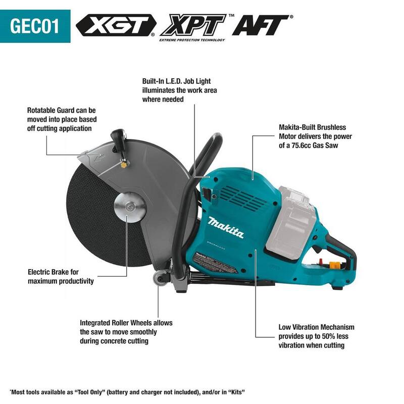 Makita 80V max XGT (80V max) Cortadora de energía inalámbrica sin escobillas de 14 pulgadas, AFT (Herramienta solamente) - GEC01Z