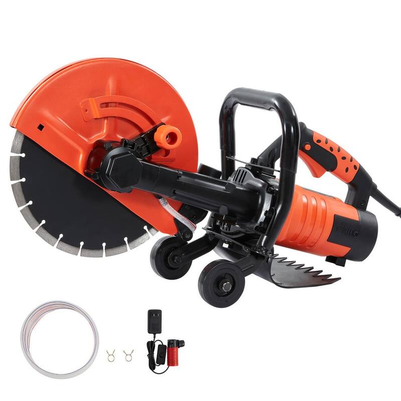 Sierra eléctrica para concreto SKYSHALO, 12 pulgadas, motor de 1,800 watts y 15 amperes, sierra circular cortadora con profundidad de corte ajustable máxima de 4.5 pulgadas, húmeda - DDHNTJ1800W12HEK8V1-0718