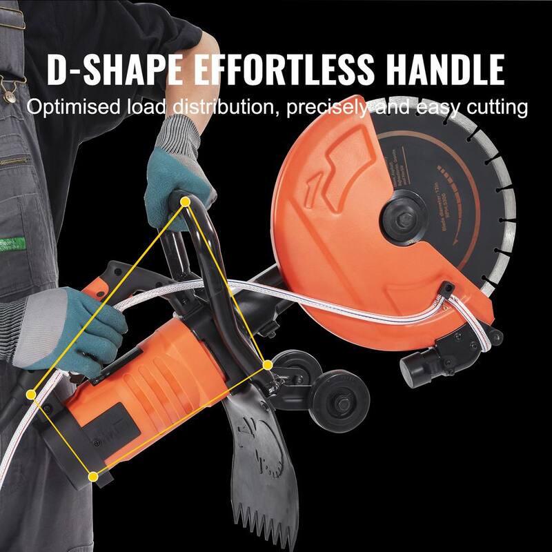 Sierra eléctrica para concreto SKYSHALO, 12 pulgadas, motor de 1,800 watts y 15 amperes, sierra circular cortadora con profundidad de corte ajustable máxima de 4.5 pulgadas, húmeda - DDHNTJ1800W12HEK8V1-0718