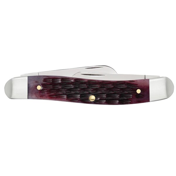 Case Cutlery 2023 Case Pinched Bolster Cabernet Bone Crandall Jig Medium Stockman 6318 Ss - CAS-25722