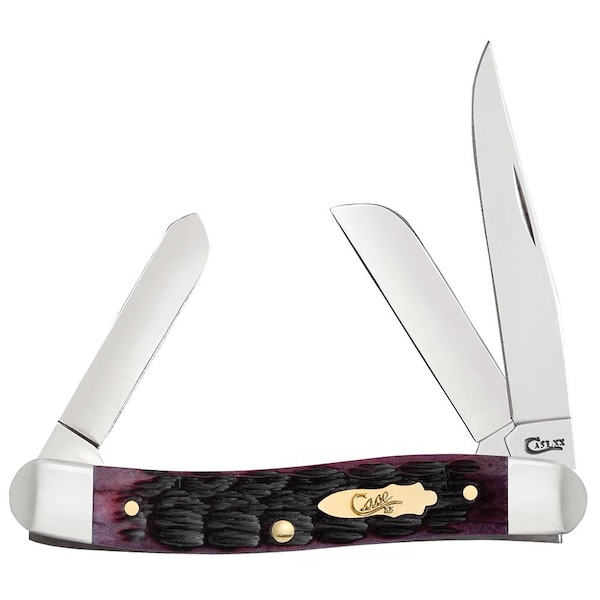 Case Cutlery 2023 Case Pinched Bolster Cabernet Bone Crandall Jig Medium Stockman 6318 Ss - CAS-25722