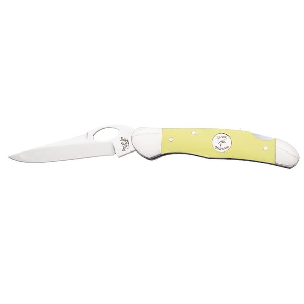 Bear & Sons Cutlery 2023 Bear 3 3/4' Yellow Delrin Locking Cowhand - BEA-C3149L