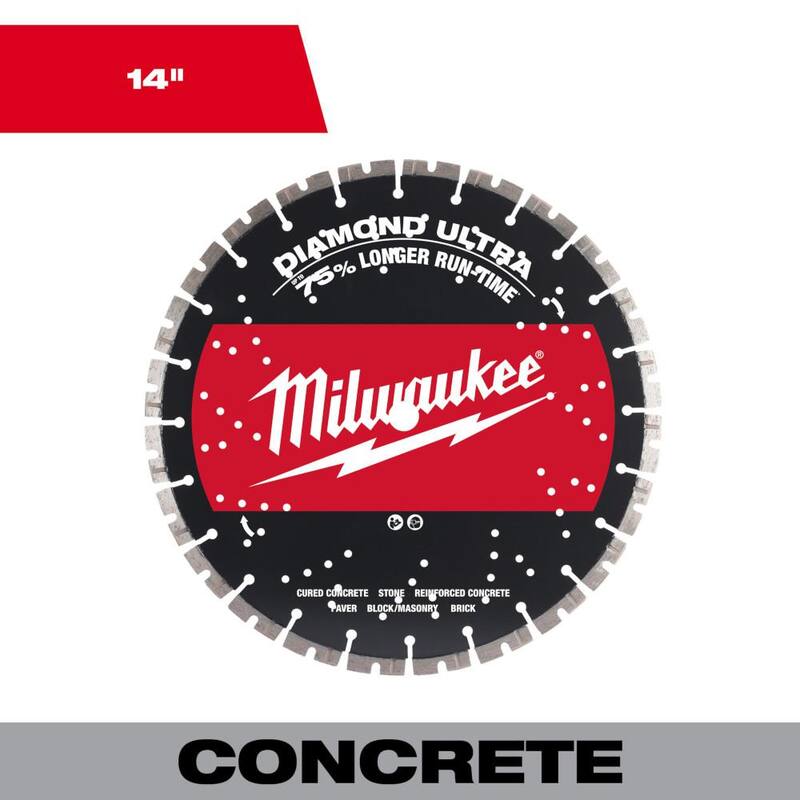 Sierra de corte sin cable Milwaukee MX FUEL de 14 pulgadas con baterías y cargador + Hoja de diamante de 14 pulgadas (paquete de 2) - MXF314-2XC-49-93-7540-49-93-7540