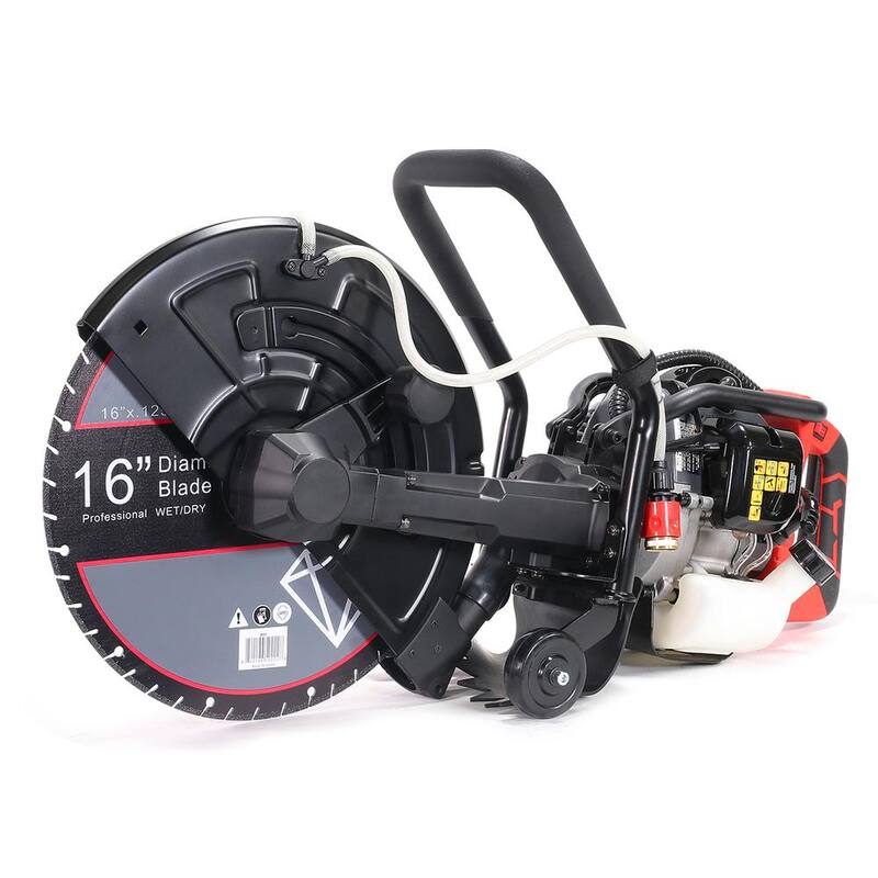 XtremepowerUS 16 pulgadas x 10 pulgadas W Gas Concreto Sierra Cortadora de 52cc con Motor de 2 tiempos y Rodillo Guía con hoja - KIT493