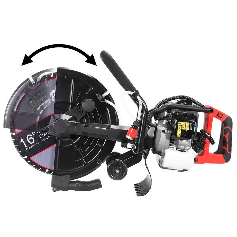 XtremepowerUS 16 pulgadas x 10 pulgadas W Gas Concreto Sierra Cortadora de 52cc con Motor de 2 tiempos y Rodillo Guía con hoja - KIT493
