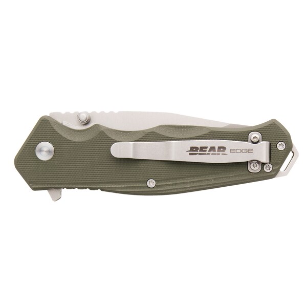 Bear & Sons Cutlery 2023 Bear 4 1/2' Od Green G10 Sideliner W/Trigger And Balling Washers - BEA-61102