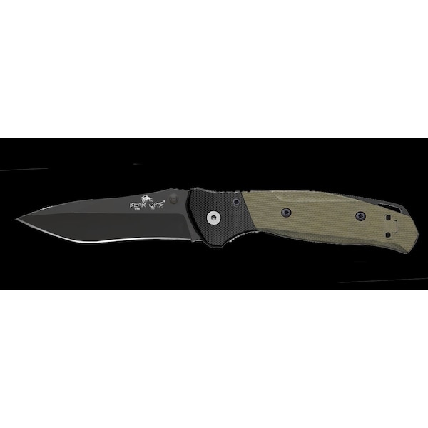 Bear & Sons Cutlery 2023 Bear 4 1/4' Swipe Iv Black And Green G10 W/ Black Finish Blade - BEA-A-400-B4-B
