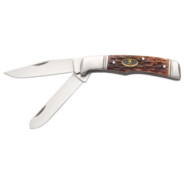 Browning Joint Venture 2 Blade Jigged Bone Folding Knife - 3220012