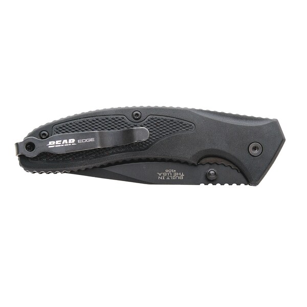 Bear & Sons Cutlery 2023 Bear 4 1/2' Black Zytel Sideliner Assisted Opener - BEA-61106