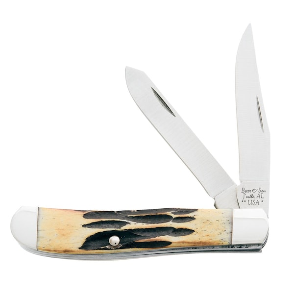 Bear & Sons Cutlery 2023 Bear 3 1/2' Genuine India Stag Bone Mini Trapper - BEA-507