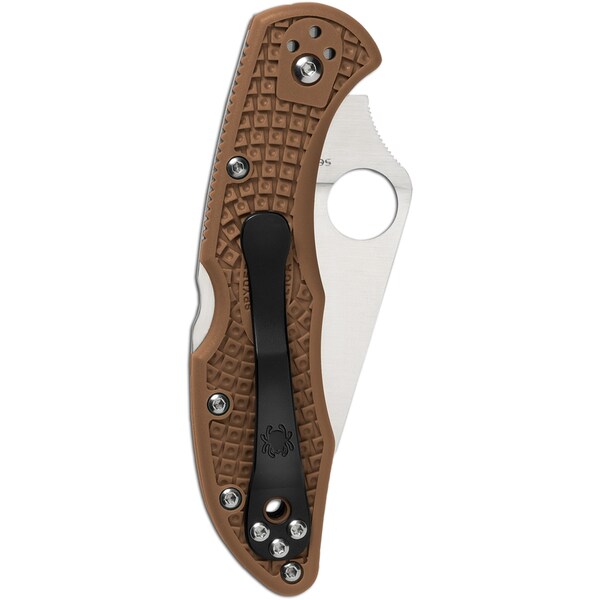 Spyderco 2023 Spyderco Delica 4 Lightweight Brown Flat Ground Plain - SPY-C11FPBN