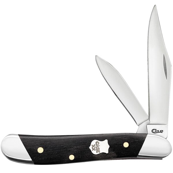 Case Cutlery 2023 Case Slant Bolster Ebony Wood Smooth Peanut 7220 Ss - CAS-32452