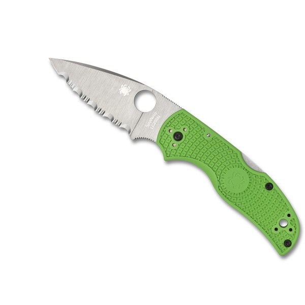 Spyderco 2024 Spyderco Reveal 10, Native 5 Salt Green Lc200N Steel, Serrated Edge - SPY-C41SGR5