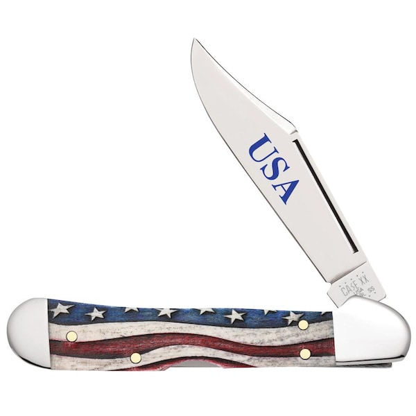 Case Cutlery 2023 Case Star Spangled Series Embellished Smooth Natural Bone Copperlock 61749L Ss - CAS-64141