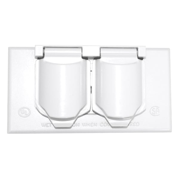 Sigma Electric Electrical Box Cover, 1 Gang, Rectangular, Metal Die-Cast, Duplex Receptacle Cover - 14245WH